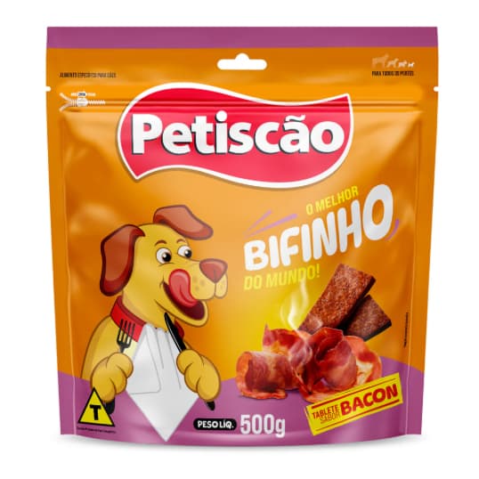 Bifinho Mastigável Petiscão Tablete sabor Bacon de 500 g
