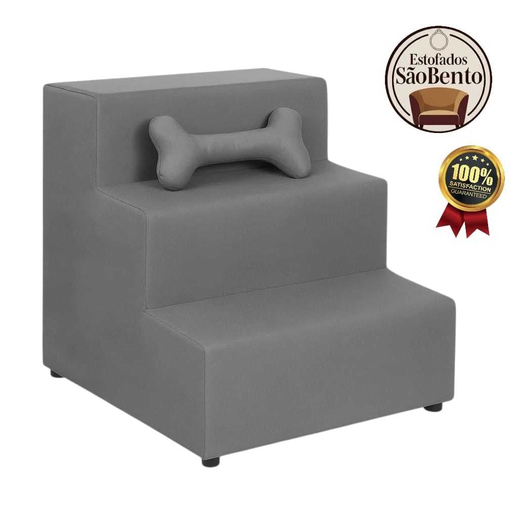 Escada Pet 3 Degraus para Cães e Gatos - Auxiliar de Cama e Sofá