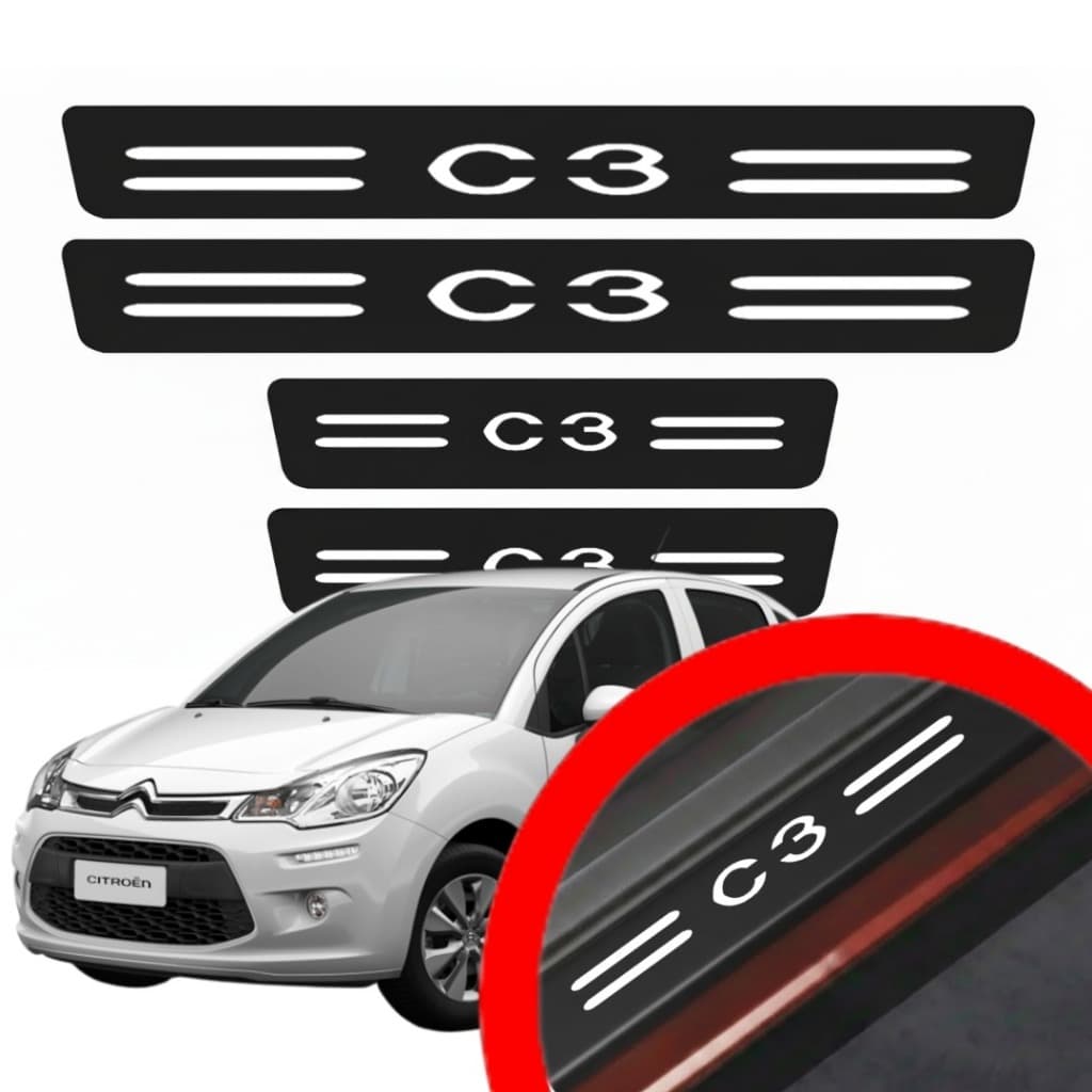 SOLEIRA PROTEÇAO PORTA C3 UNIVERSAL VINIL PARA CARRO AUTOMOTIVO PERSONALIZADA VARIAS CORES