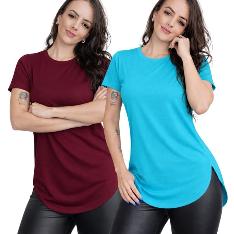 Kit 2 Camisetas Dry Fit Tapa Bumbum UV Feminina Academia Treino Fitness Leve Confortável