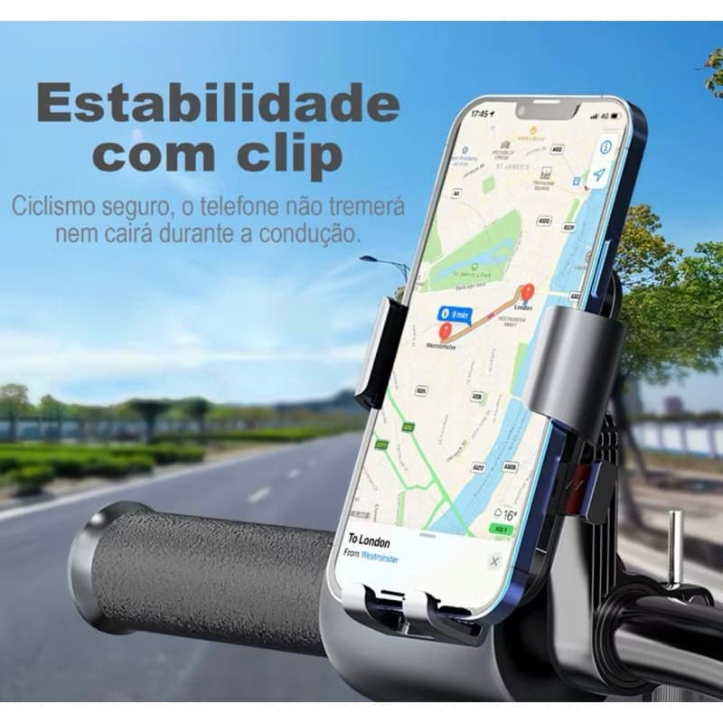 Suporte De Telefone Celular Para Bicicleta De Motocicleta Com Travamento e Automático À Prova De Choque E Anti-Vibração