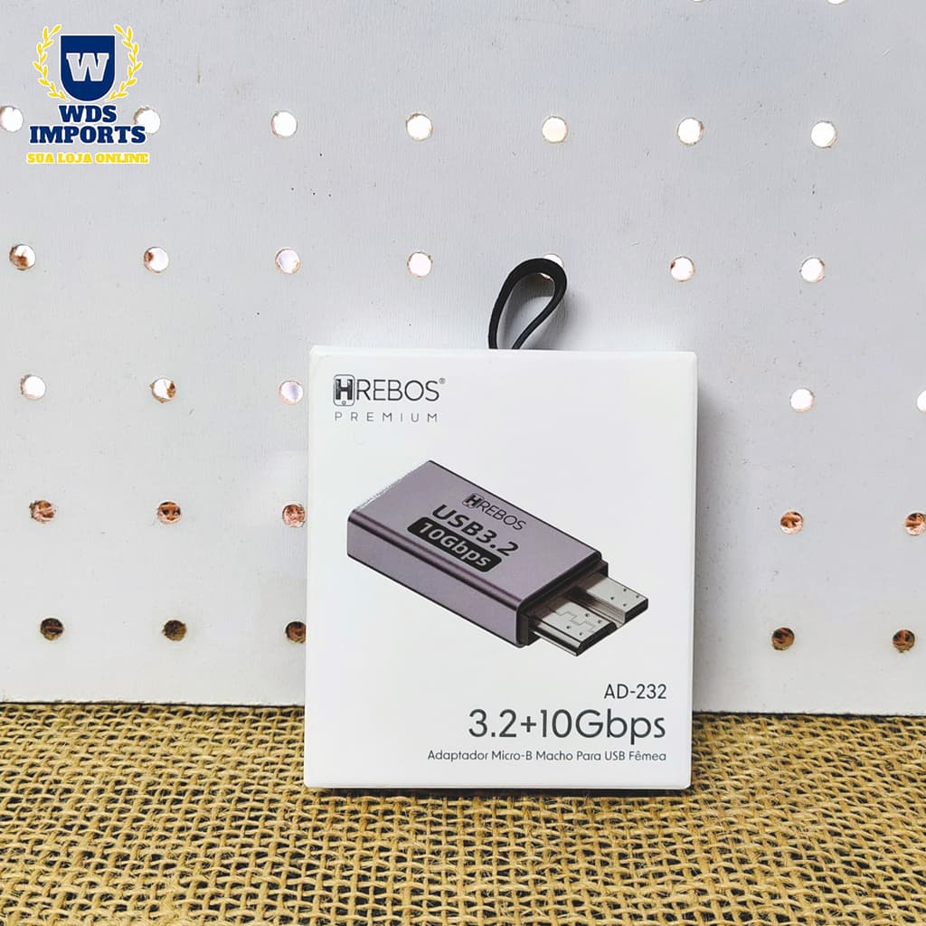 Adaptador Micro-B Macho para USB Fêmea – 3.2 + 10Gbps- Hrebos