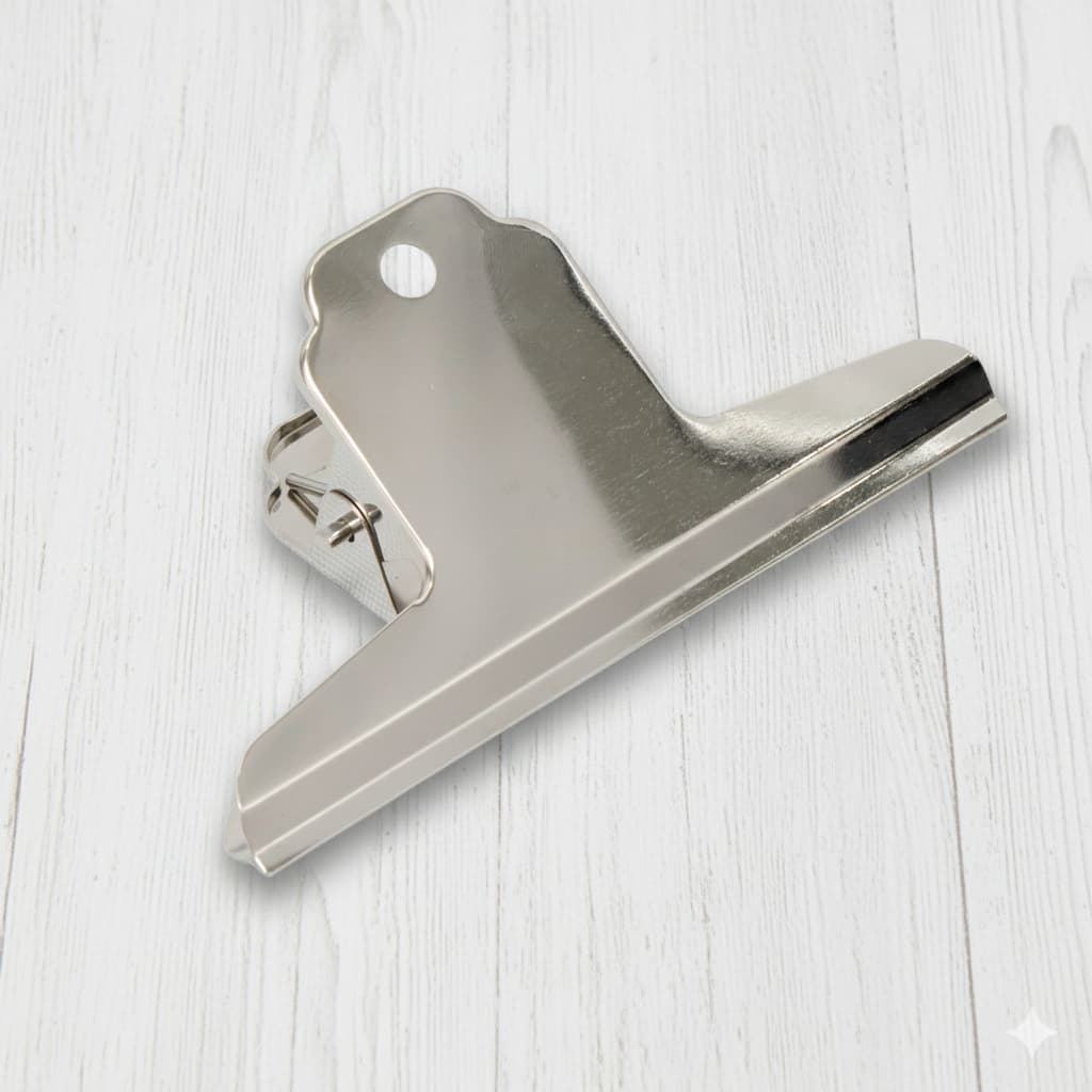 Prendedor De Papel Cromado Grande 120mm - Pacote 12 Unidades