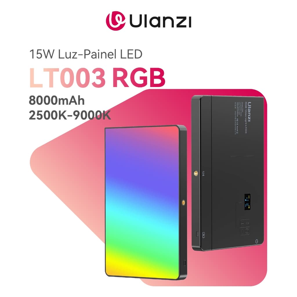 ULANZI LT003 RGB Luz-Painel LED Portátil 15W, 2100 Lúmens 2500-9000K, Bateria Recarregável 8000mAh