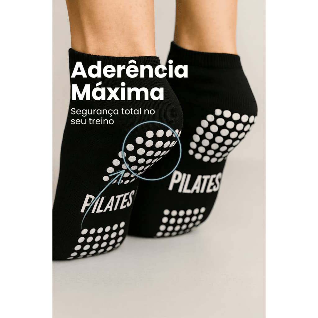Kit 4 a 12 Pares Meia Antiderrapante Profissional Para Pilates Academia Fitness Hidroginástica Sapatilha Confortável