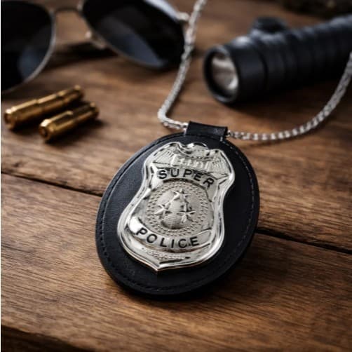 Distintivo Policial Detetive Luxo Acessório Fantasia