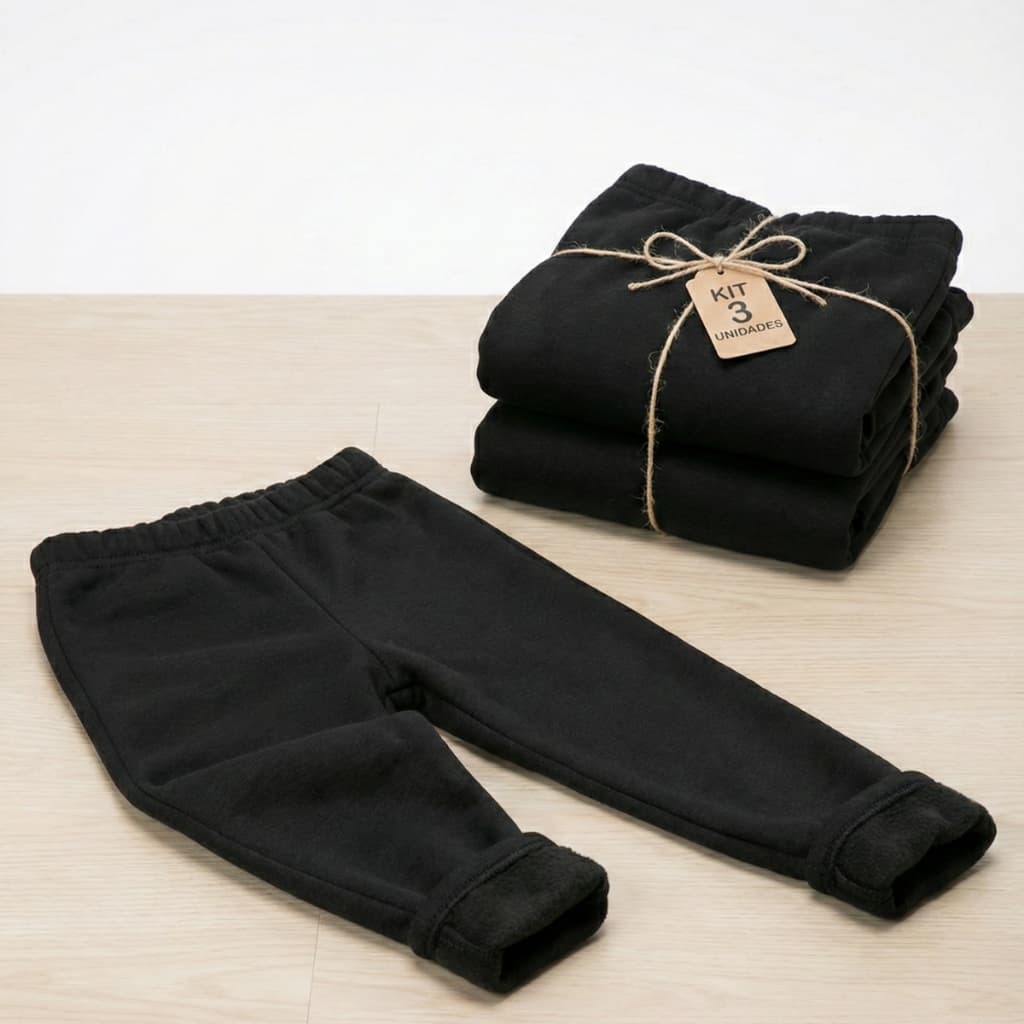 Kit 3 Calças Infantis Moletom Peluciado Unissex Conforto Premium