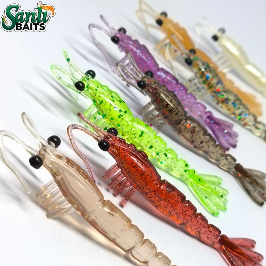 Kit 10 Iscas Camarão Artificial 6,5cm Semi Articuladas – Ideal para Pesca Esportiva