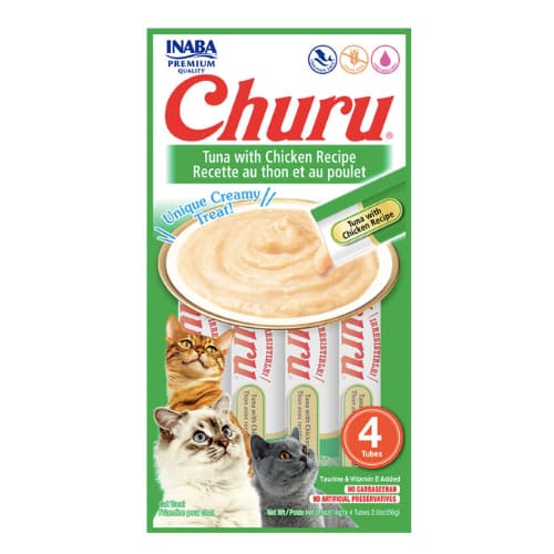 Churu Inaba Gatos Atum com Frango 4 Tubes Petisco Cremoso Premium