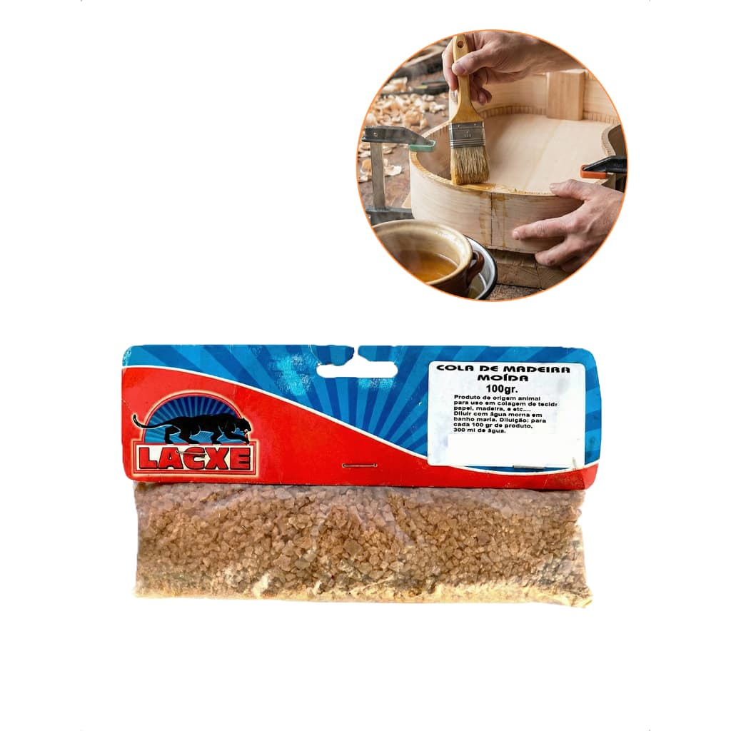 Cola de Madeira Moida 100g Lacxe para Marcenaria Cola de Alta Resistência Móveis Armarios MDF