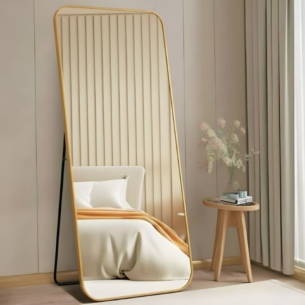 Espelho Lopazzi Retangular Grande Corpo Inteiro 170x70cm Com Moldura Alumínio Para Quarto Sala Decorativo
