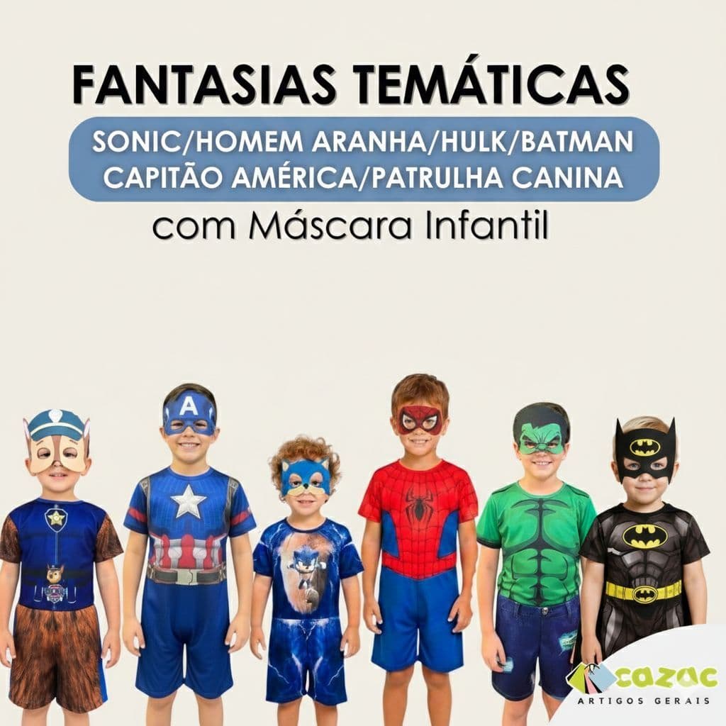 Fantasia Menino Super-Heróis Hulk Aranha América  1 a 8 Anos Envio Imediato