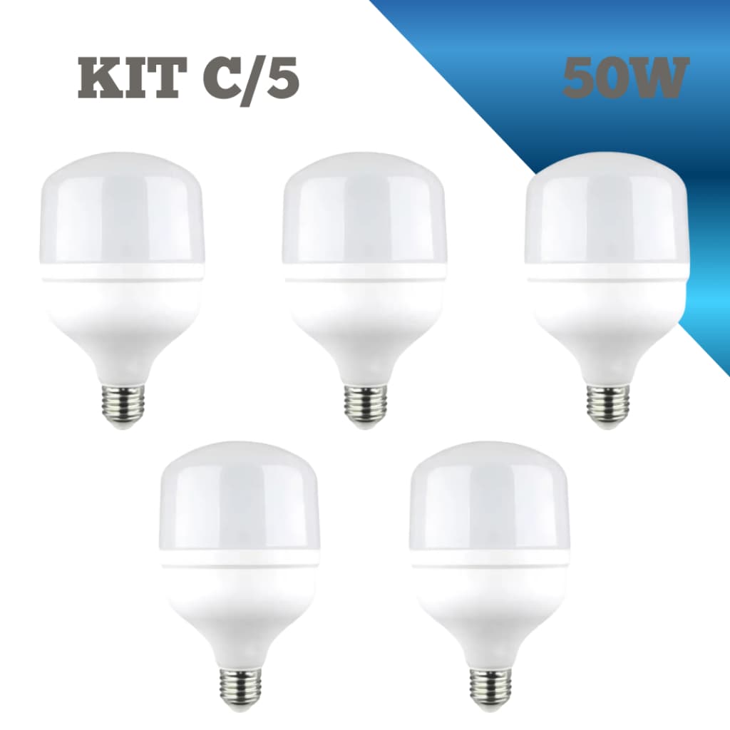 Kit 5 Lâmpadas Alta Potência Led BR 50W