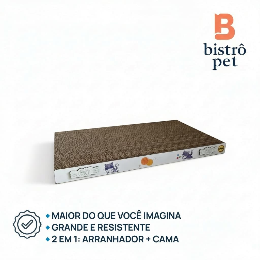 Arranhador Grande Para Gatos Com Cama 2 Em 1 Papelão Reforçado MDF Impressão UV Resistente