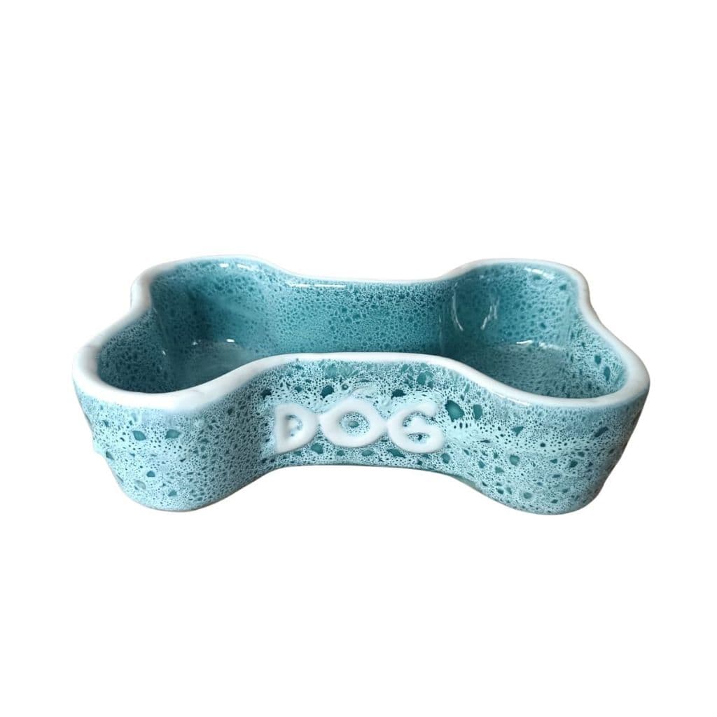 Comedouro Cerâmica para Cachorro Formato Osso Tigela Pet Porta Ração e Água