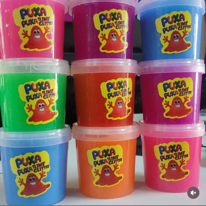 KIT 6 CAIXAS SLIME PUXA PUXA GLITTER COLORIDO – BRILHANTE E ESTICÁVEL | IDEAL PARA REVENDA | ENVIO RÁPIDO
