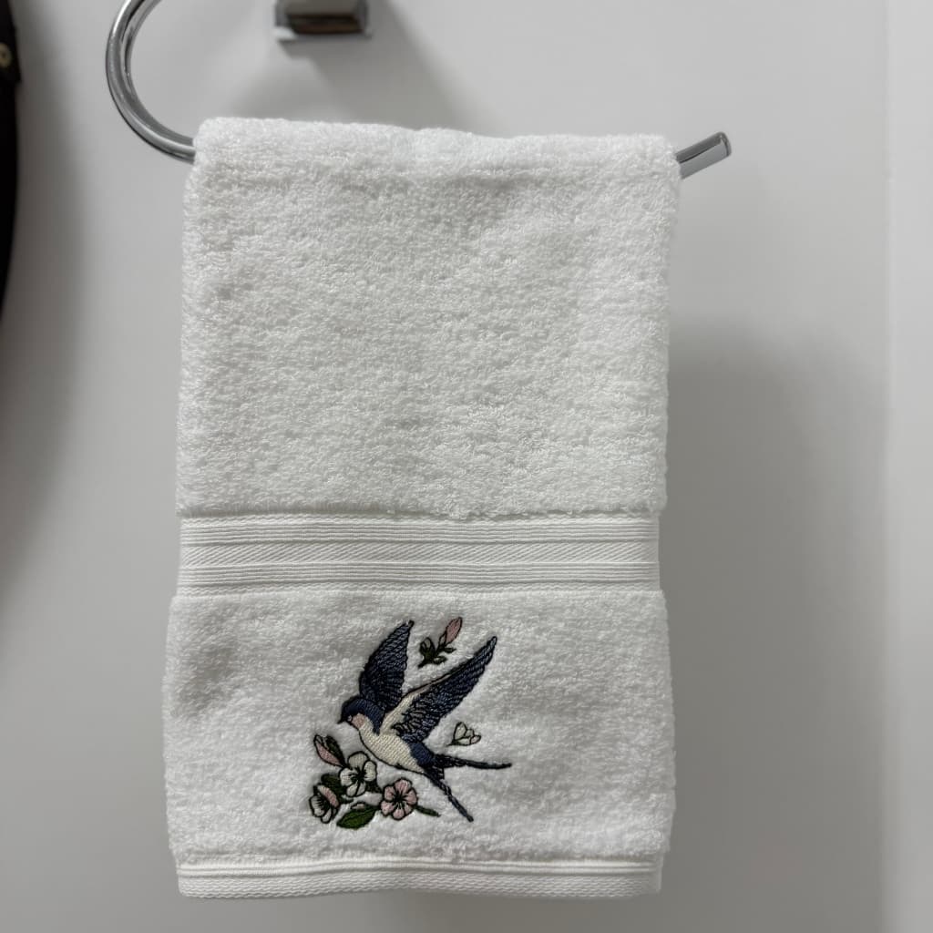 Toalha de lavabo Bordada Pássaro - Em algodão egípcio