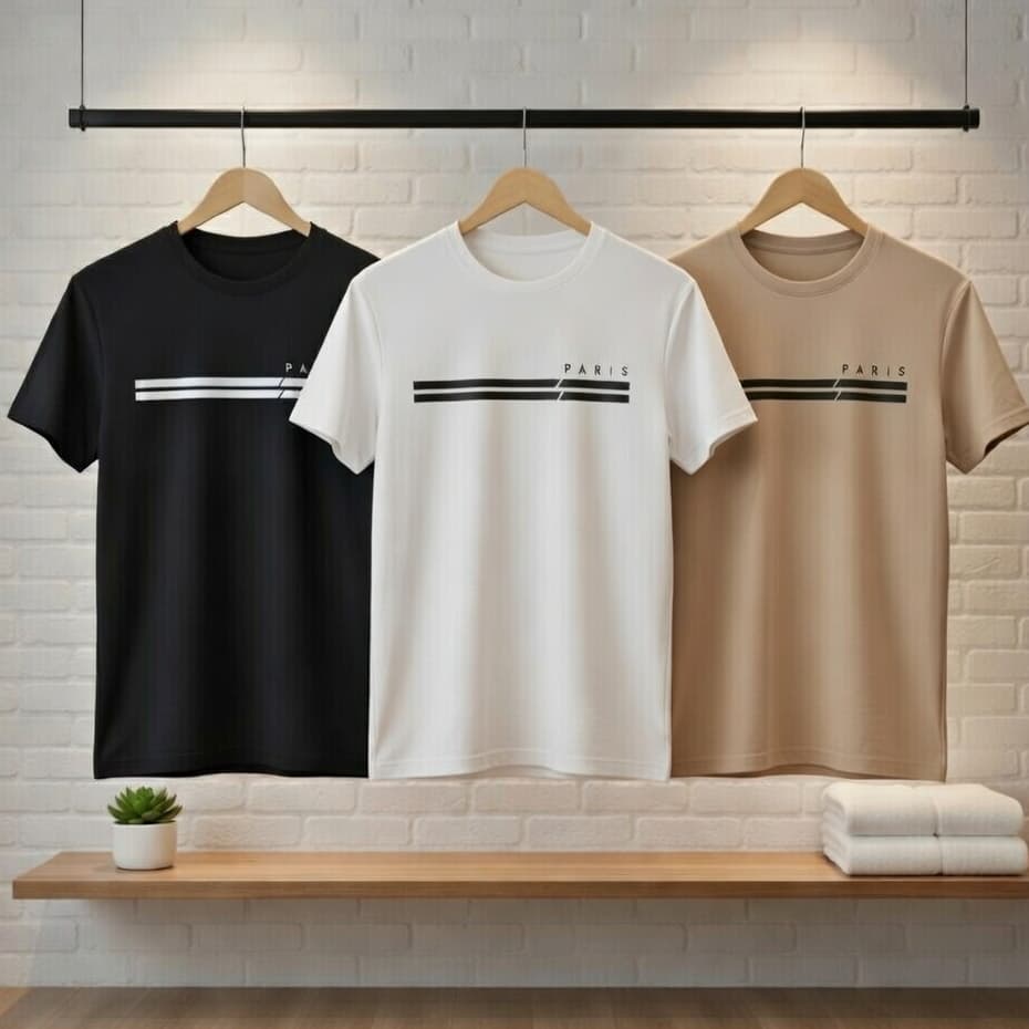 Kit 3 Camisetas Estampadas Paris 100% Algodão Camisa Fio 30.1 Blusa Varias Cores Envio Rápido Moda Masculina Tendência