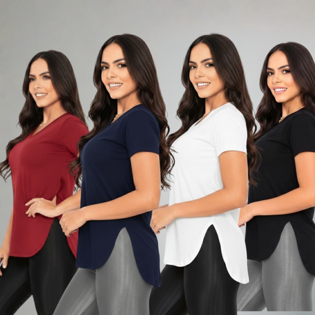 Kit 4 Blusa Feminina Camiseta Tapa Bumbum Academia Fitness Treino