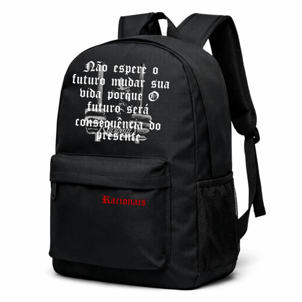 Mochila Estampada Masculino e Feminina Escola Academia Viagens Frase Rap Racionais Alta Qualidade Com bolso
