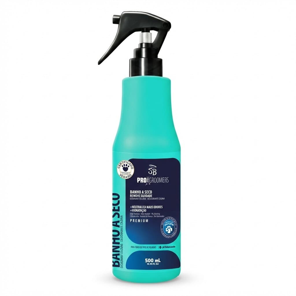 Banho A Seco Hidrata e Neutraliza Odores Cães Gatos Cachorro Pet SB Pro Groomers 500ml Spray