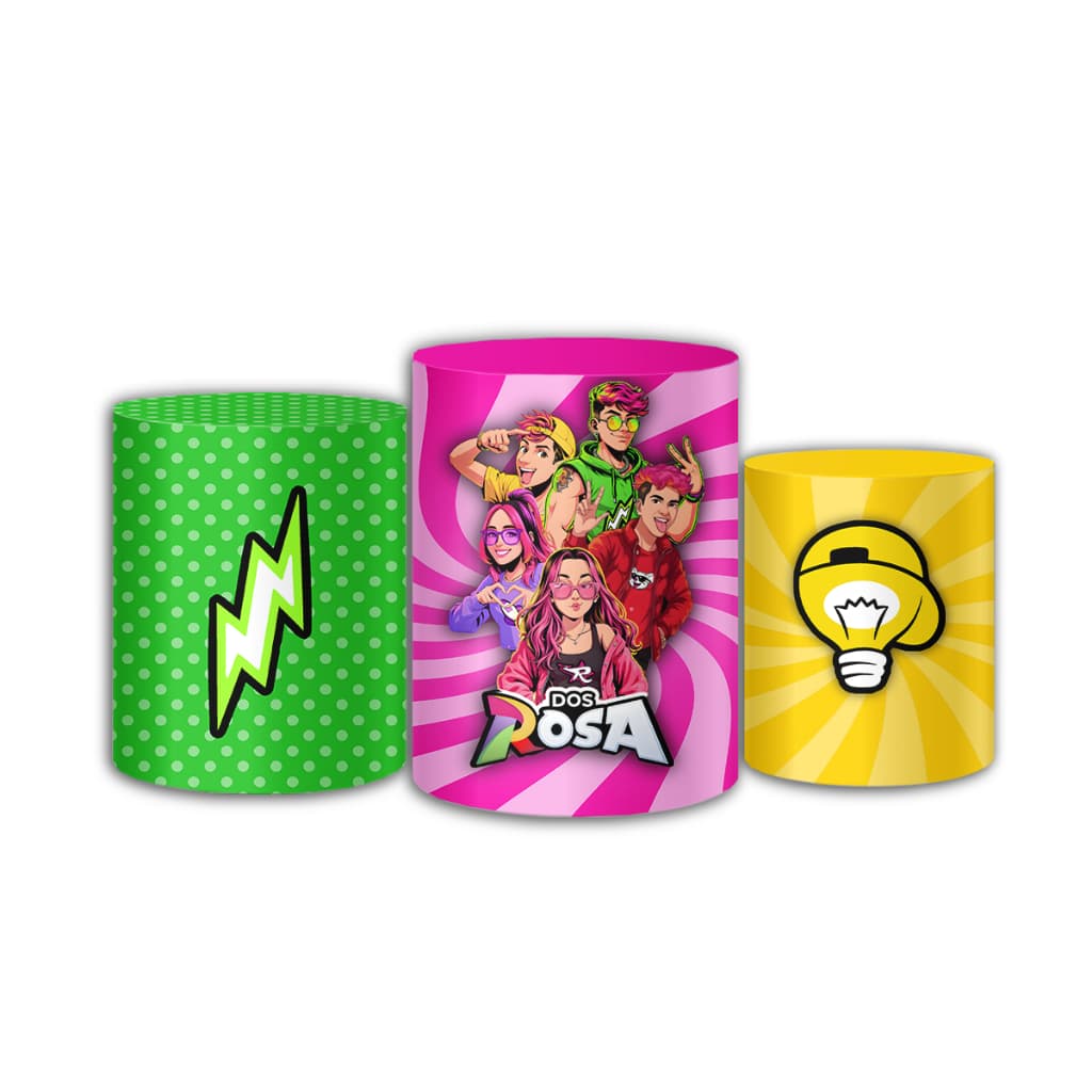 Trio De Capas Cilindros Tecido Sublimado Emilly Vick Decorativo