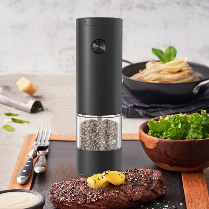 Moedor Elétrico de Sal e Pimenta Preto Ajuste de Granulagem | Fácil de Usar e Elegante
