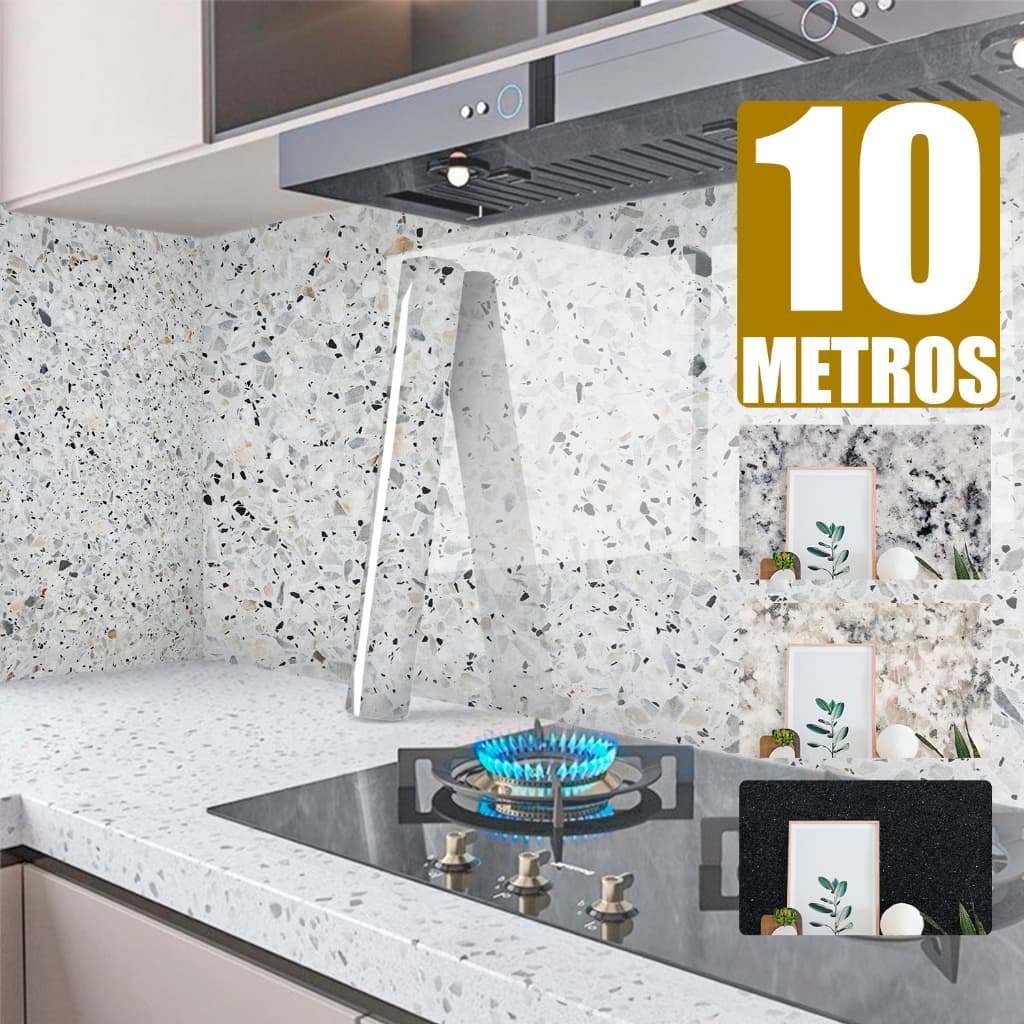 Adesivo Papel de Parede Mármore Granito 10 metros Fácil De Aplicar Impermeável P Cozinha Sala Quarto