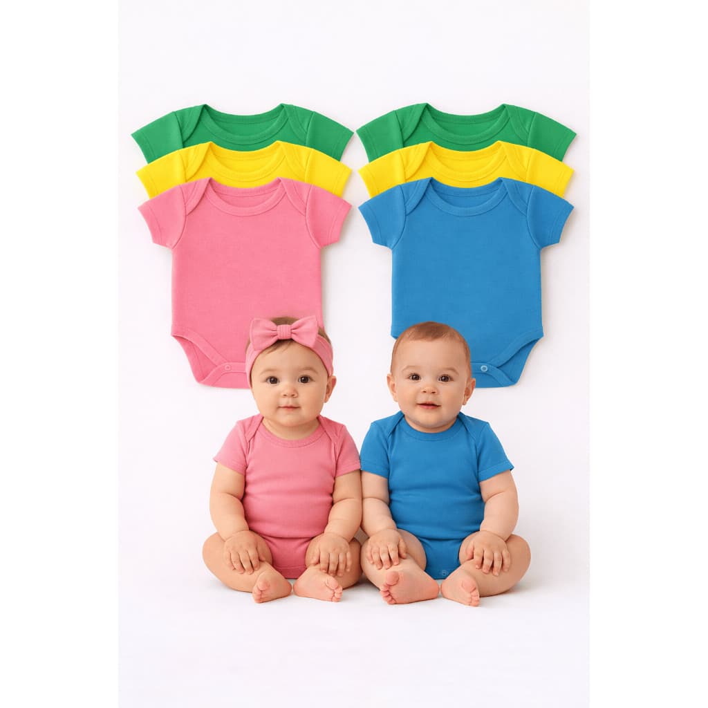 Kit 3 body bebê bodie 100% algodão P M G GG liso