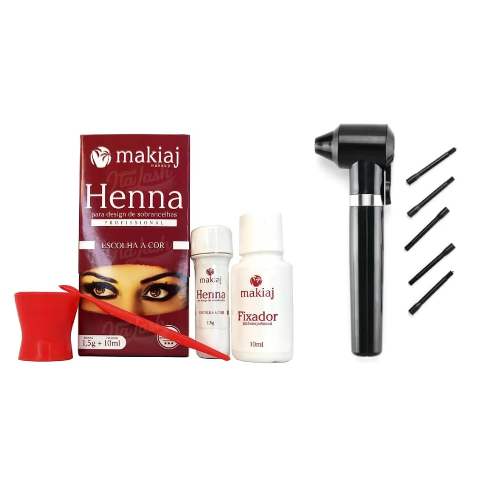 Kit Henna para Sobrancelhas Makiaj + Mixer Fixador