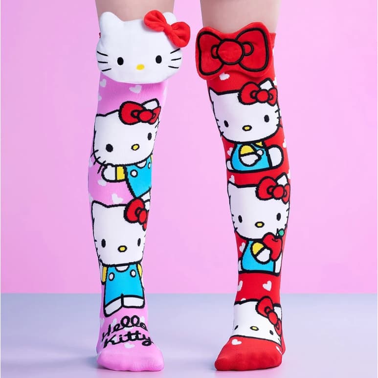 Meias Divertidas Malucas 3D Cano alto tridimensionais Hello Kitty Minnie e Mickey estilo kawaii