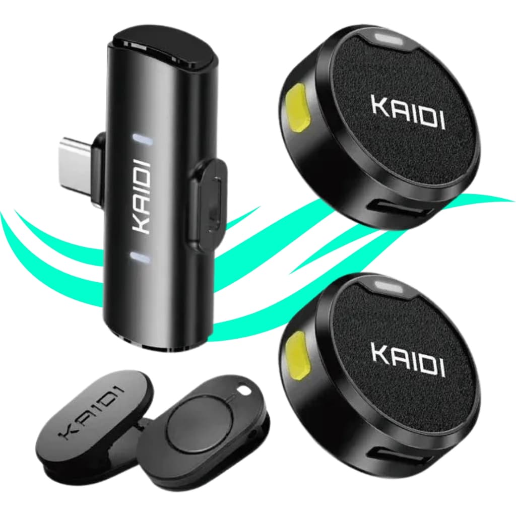 Microfone Lapela Sem Fio Kaidi Original Tipo C Profissional - Android e Iphone 15 em diante