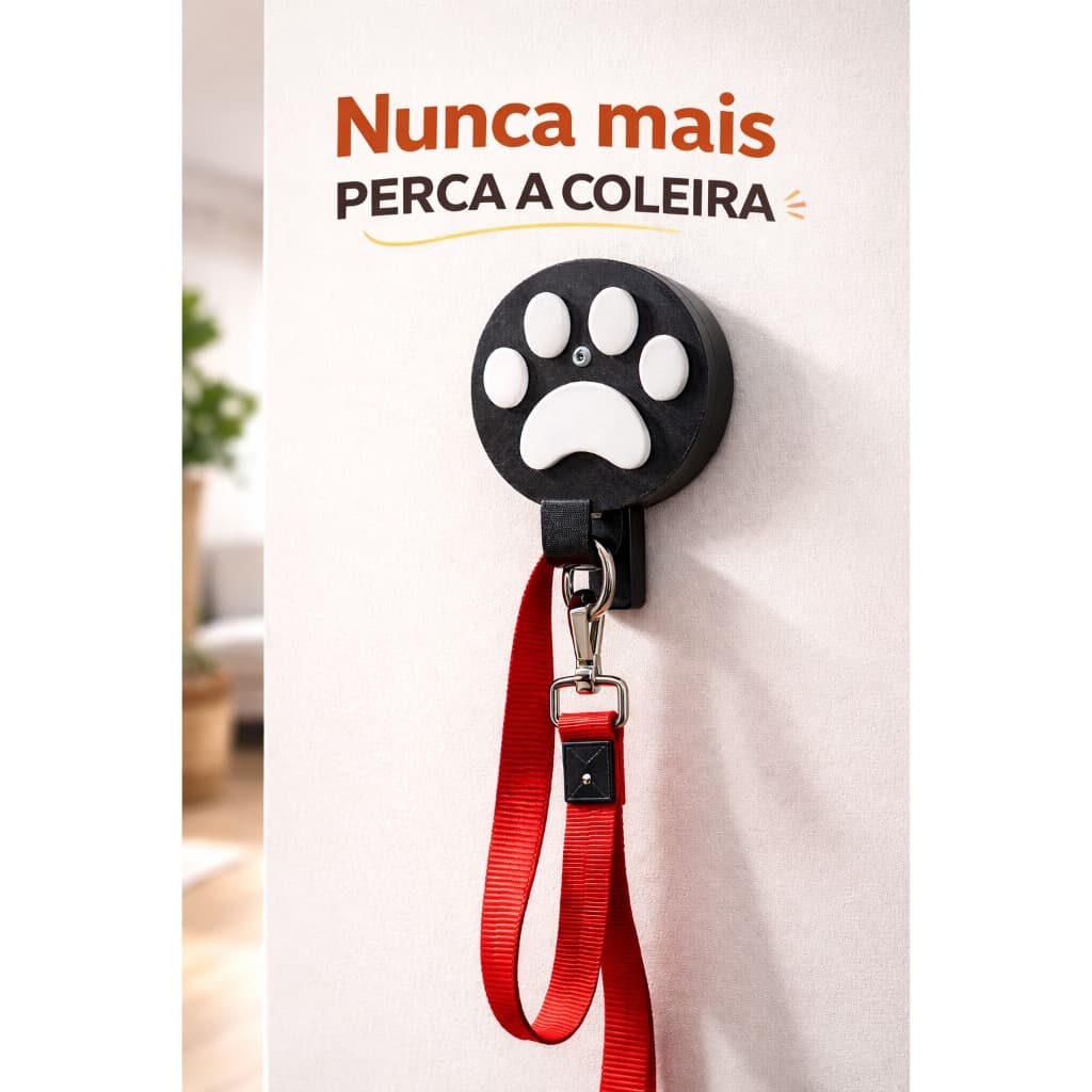 Suporte Coleira Cachorro de Parede | Organizador para Guia e Peitoral | Com ou Sem Nome