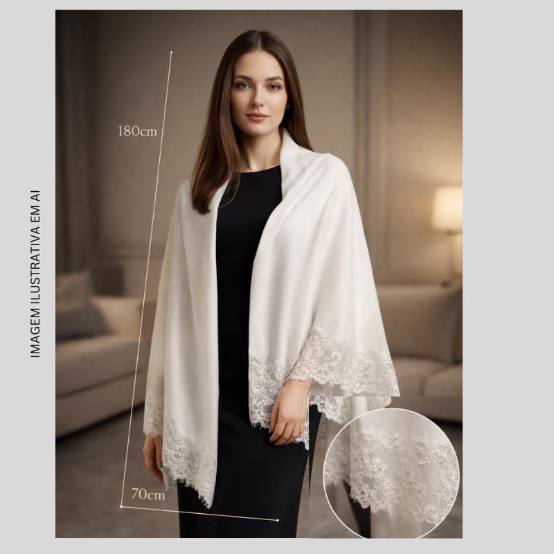 LENÇO PASHMINA FEMININA COM RENDA  COM PEROLA E SEM PEROLA – ELEGÂNCIA E SOFISTICAÇÃO