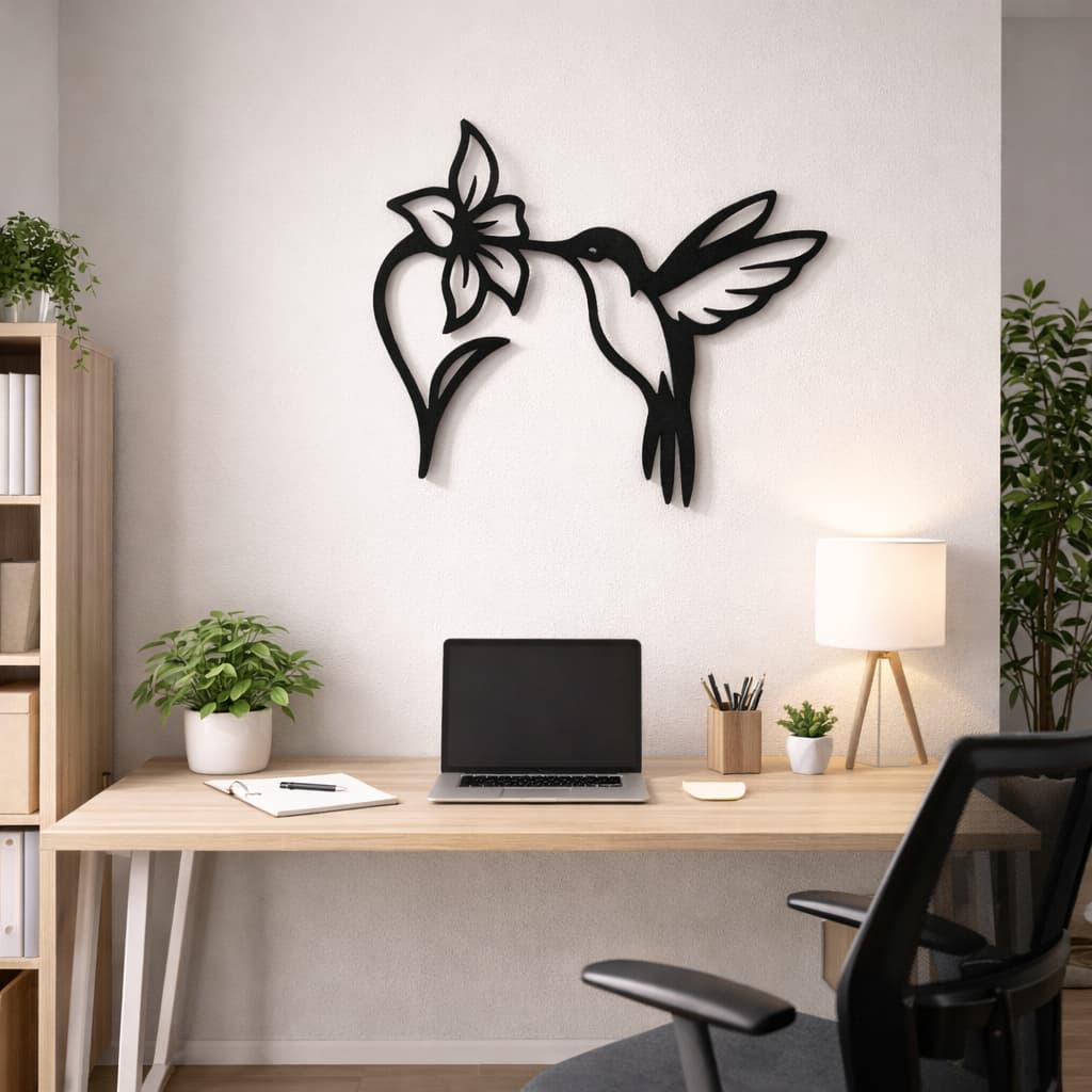 Enfeite Placa Decorativa Beija-flor Minimalista Parede Moderna Placa Beija Flor