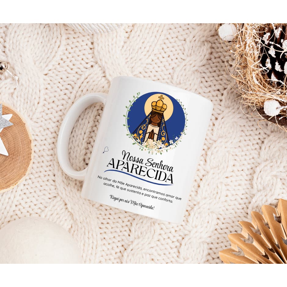 Nossa Senhora Aparecida 325ml - caneca Porcelana Religiosa Católica