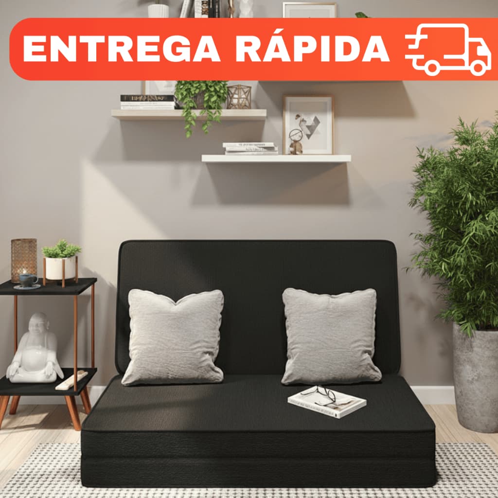 Sofá Cama 3 em 1 Puff Casal Pufe Dobrável Visita Sala Quarto Multiuso Confortável Lançamento