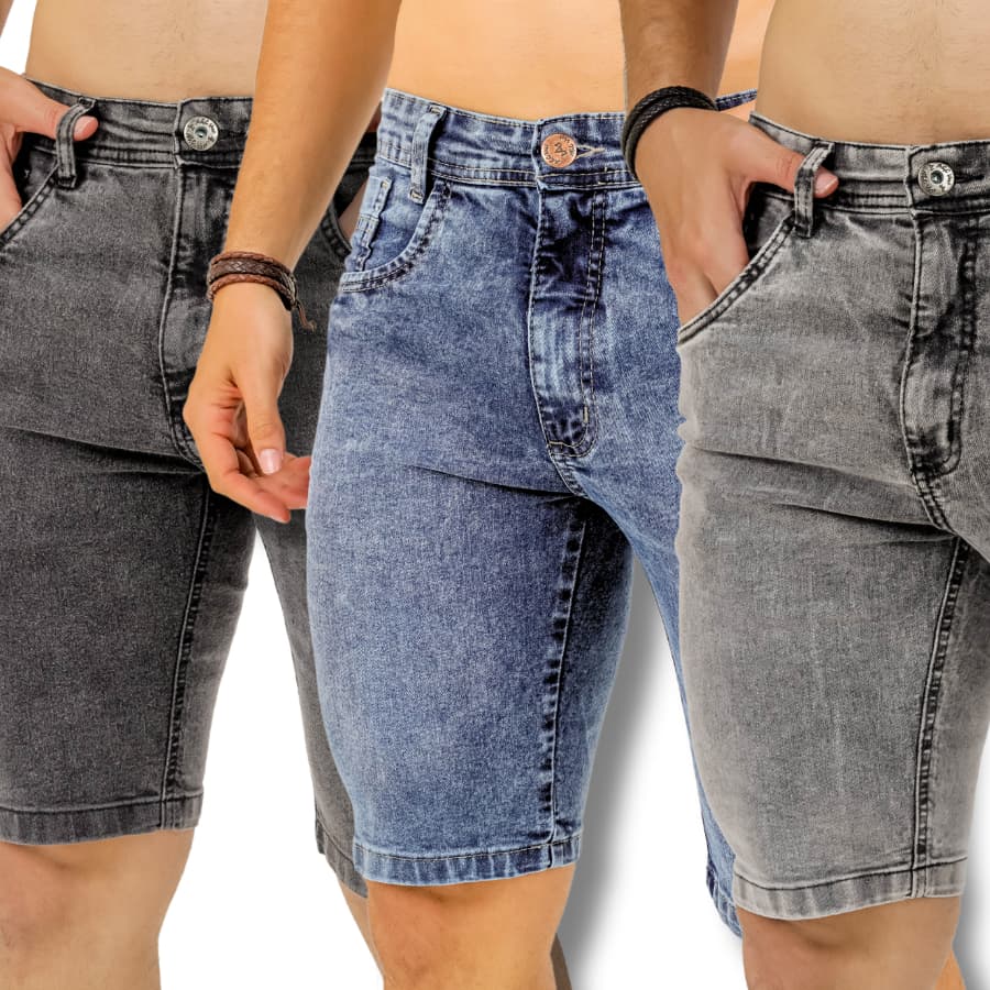 Kit de Bermudas Jeans - 2 peças - Bermuda Jeans Com Lycra Dia a dia - Envio Imediato