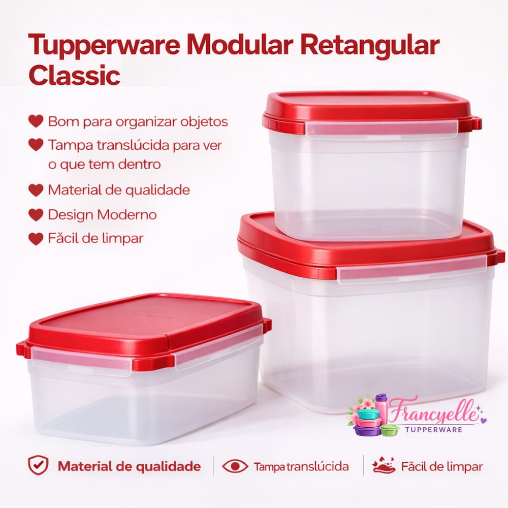 Caixa Multifuncional Organizadora Modular Quadrado Classic Tupperware