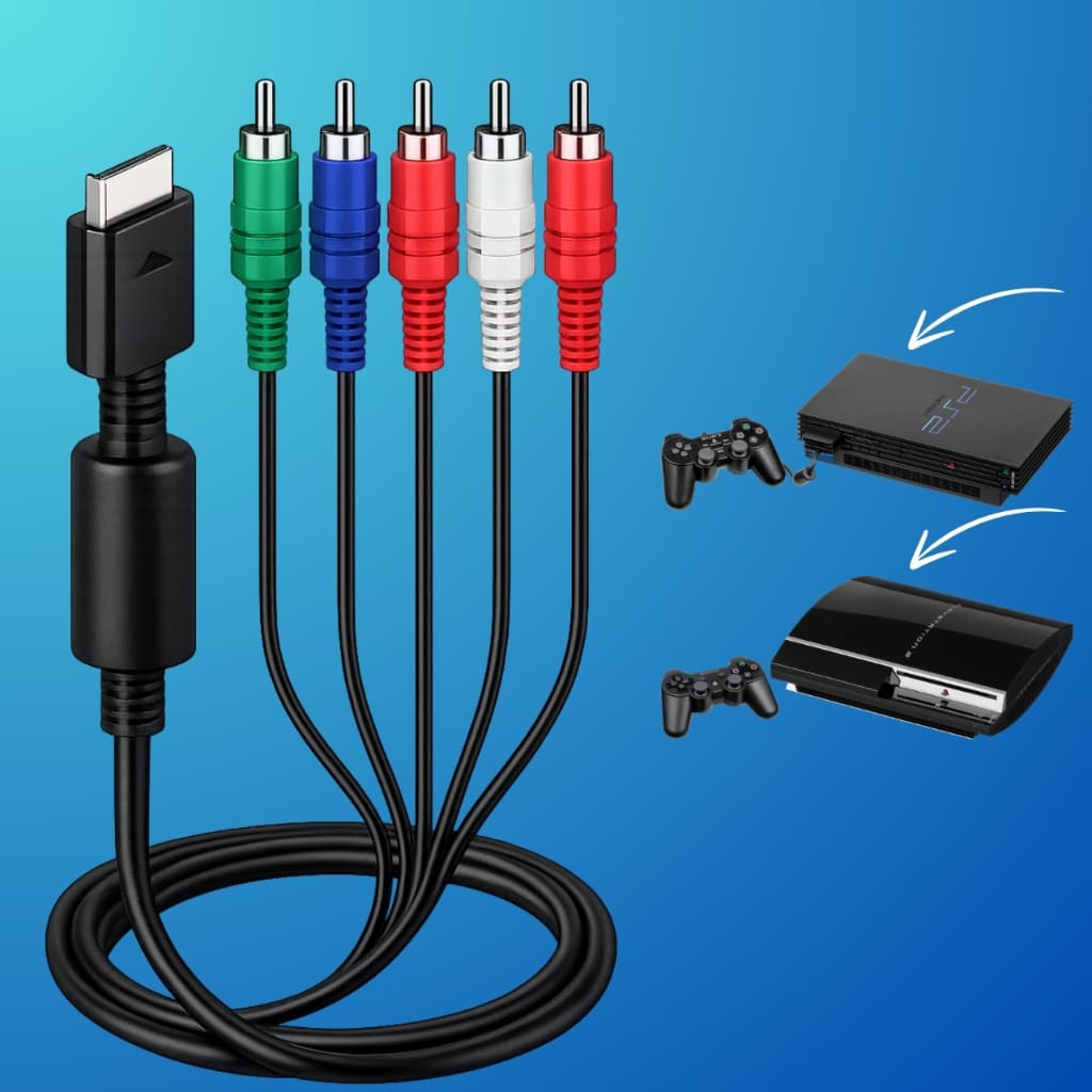 Cabo de vídeo componente Playstation Cabo P/ PS2 PS3 1.8 metros RCA componente AV Multi Out