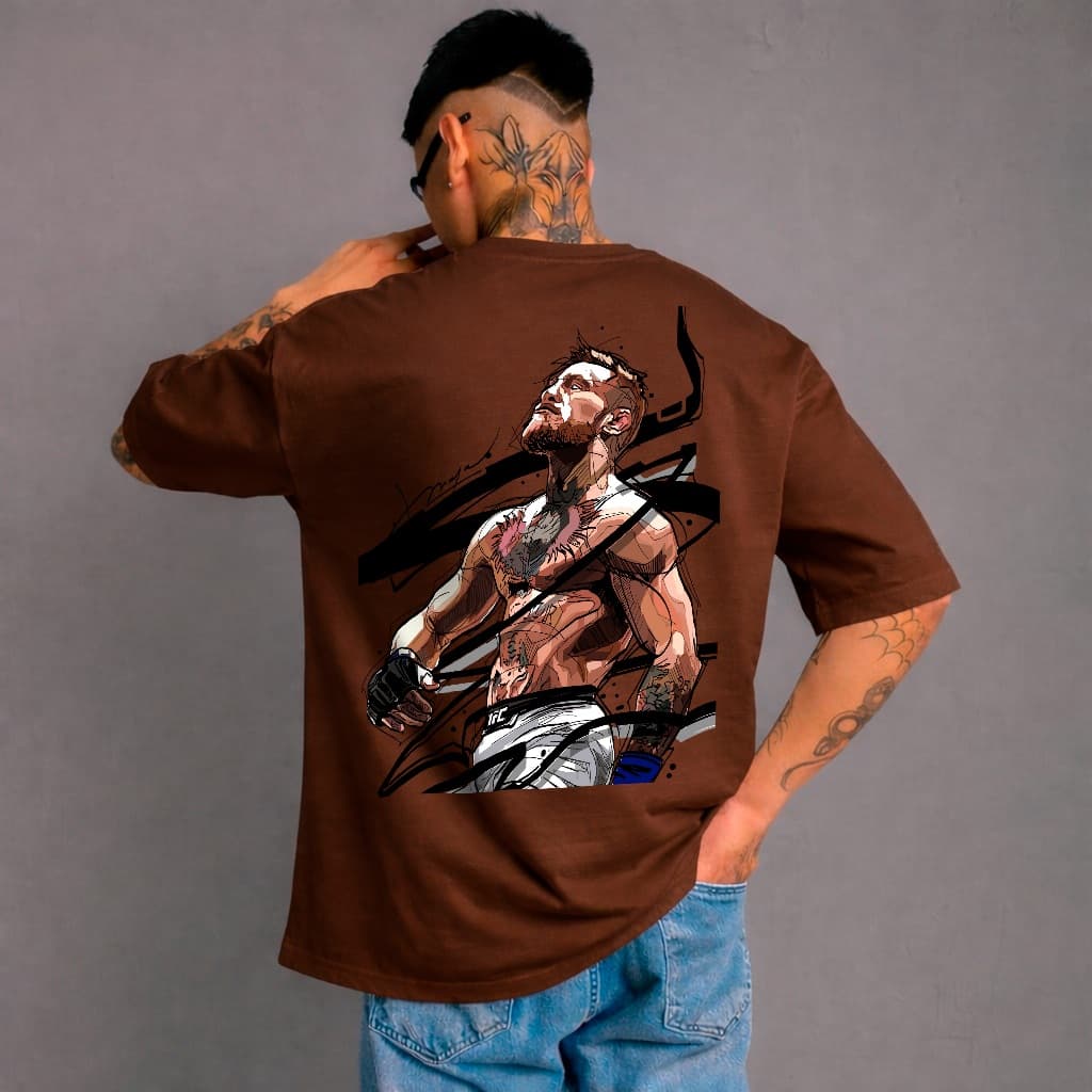 Camiseta Oversized Boxe McGregor Lutador 100% Algodão Streetwear