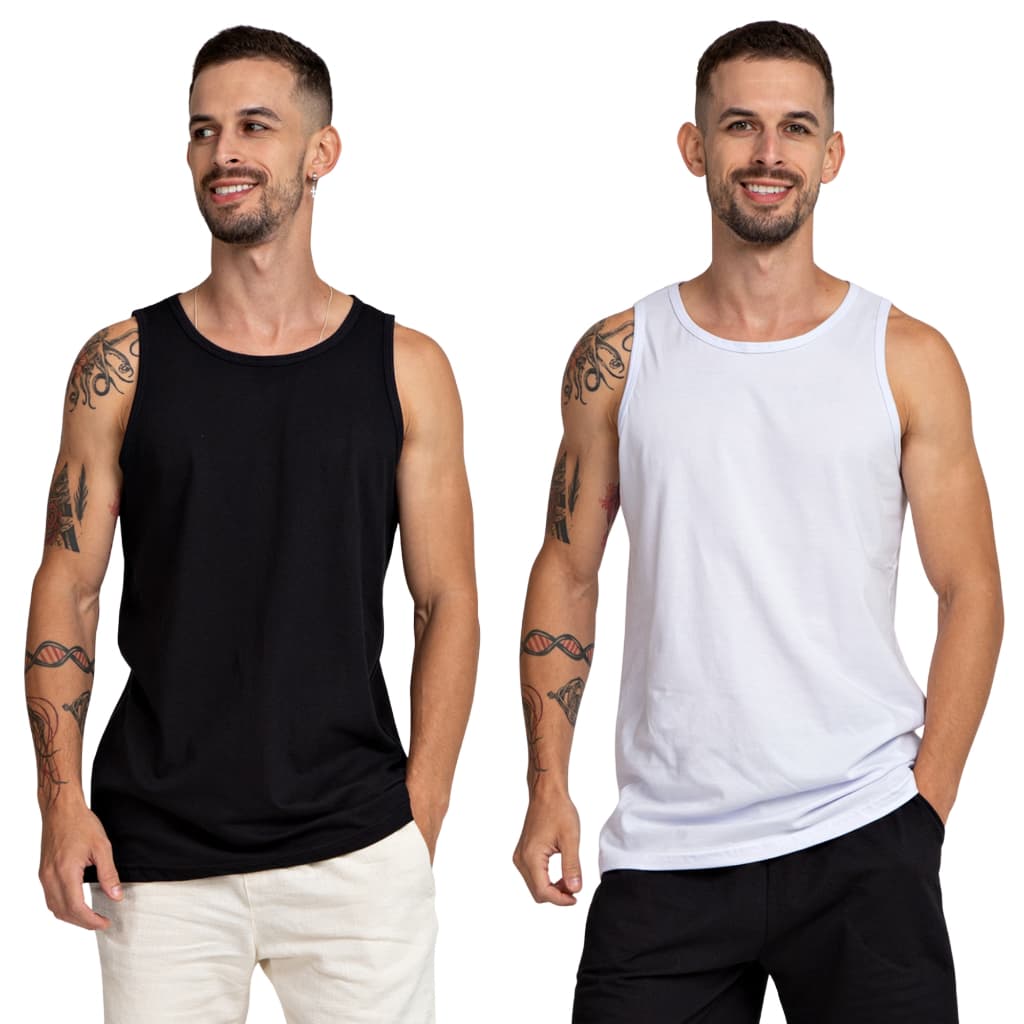 Kit 2 Regatas Masculinas Algodão Academia Várias Cores