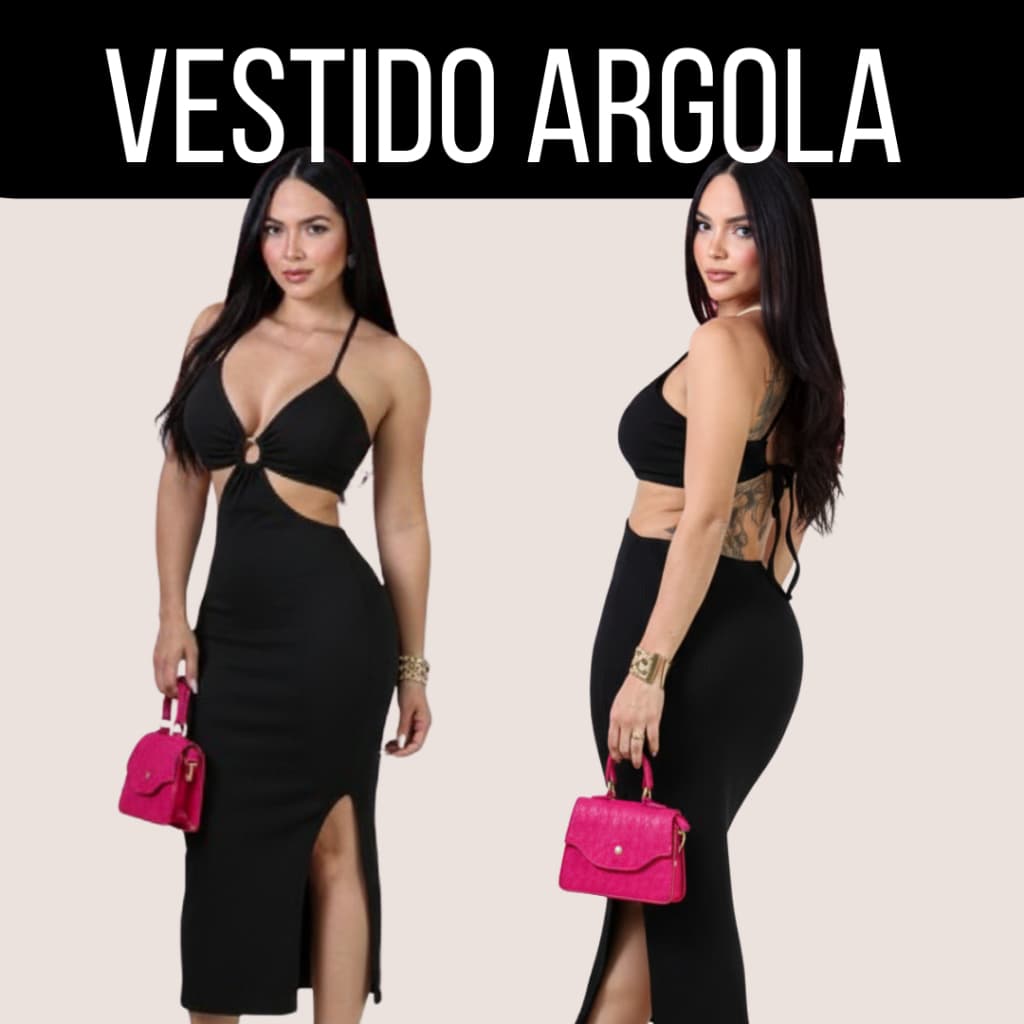 Vestido Midi de Alcinha com Argola em Anarruga Elegante