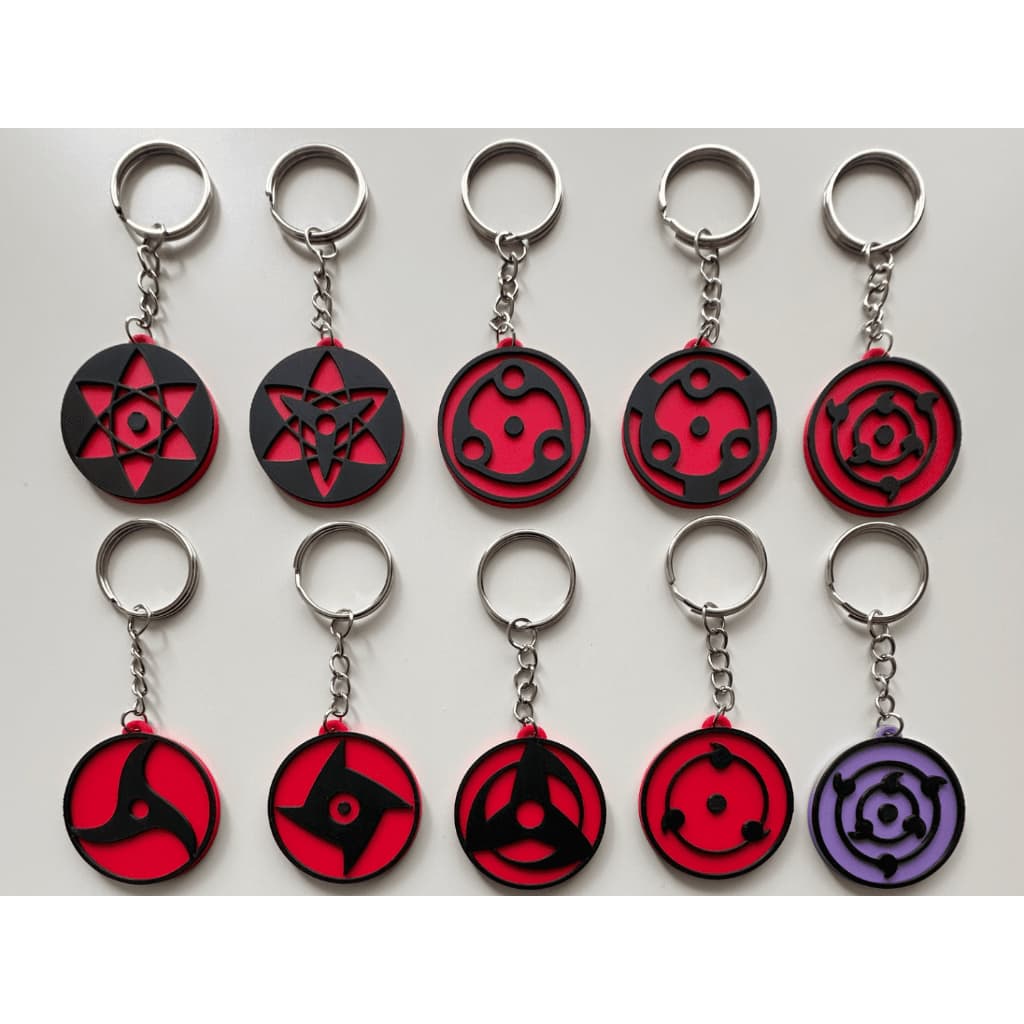 Chaveiro Sharingan Uchiha Impressão 3D Colecionável Símbolo Ninja Geek Naruto Sasuke Kakashi