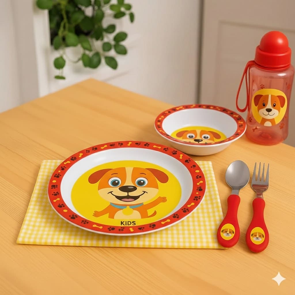 Kit Infantil Alimentação Talheres Inox Prato Bebê Colorido