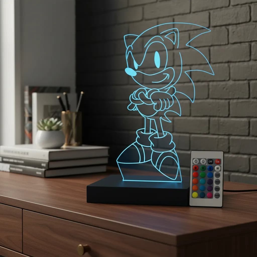Luminária Led 3D Sonic Abajur Presente Criativo Decoração