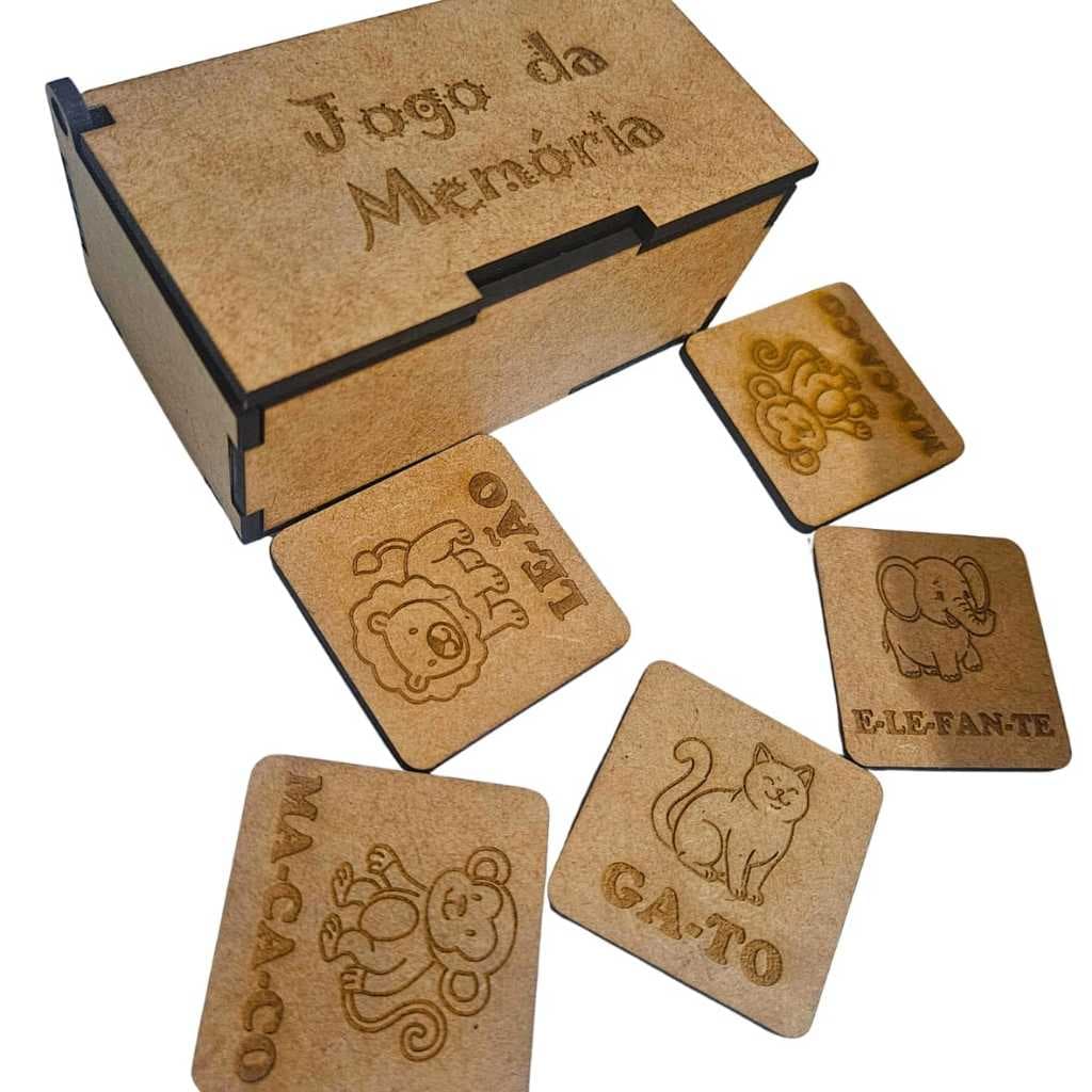 🧠✨ Jogo da Memória em MDF – Educativo e Divertido - Tema Animais