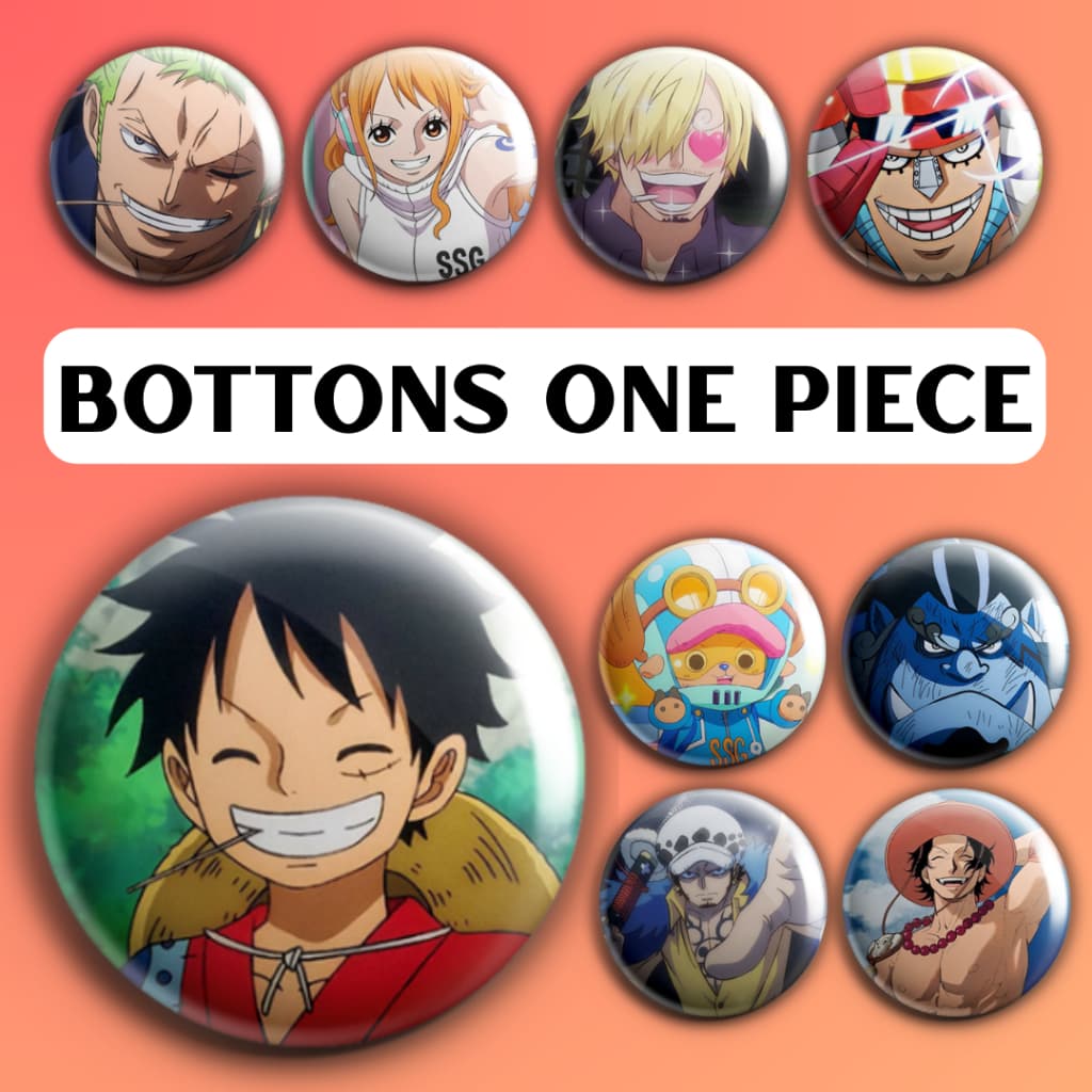 Botton Pin One Piece Anime 4,5cm - Luffy Zoro Nami Broche Alfinete Otaku Geek Mochila
