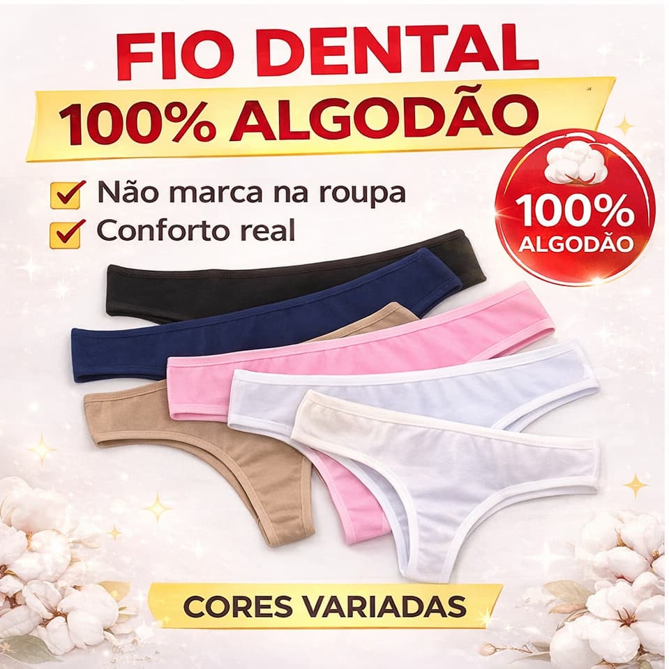 Kit 3 Calcinha Fio Dental em Algodão Puro – Conforto e Leveza para o Dia a Dia