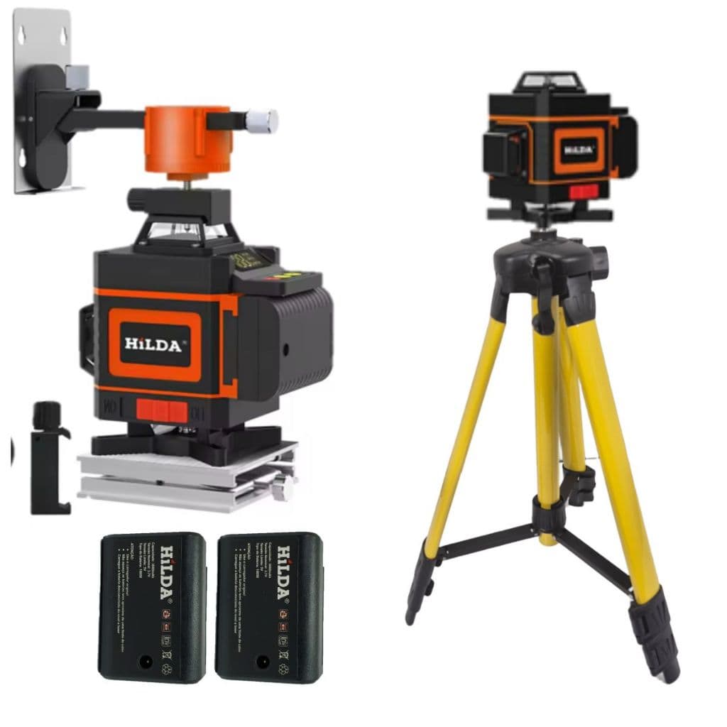 Nível A Laser Hilda 16 Linhas 2 Bat Suporte De Parede Magnético Base Elevatória Controle Tripé 1,2m